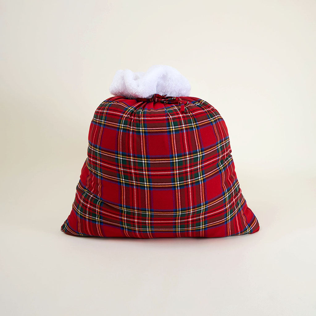 Red Tartan Plaid Flannelette Holiday Gift Sack