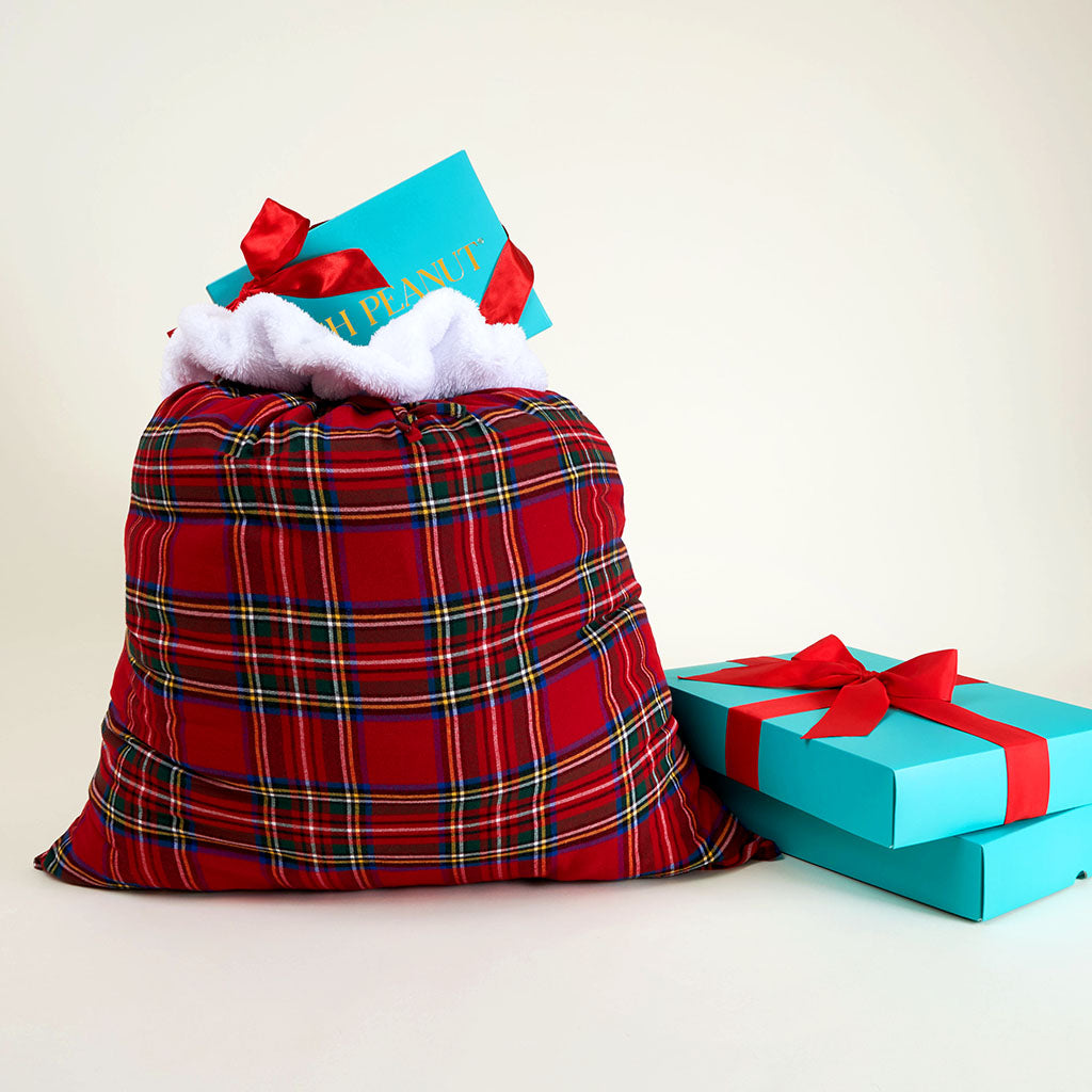 Red Tartan Plaid Flannelette Holiday Gift Sack