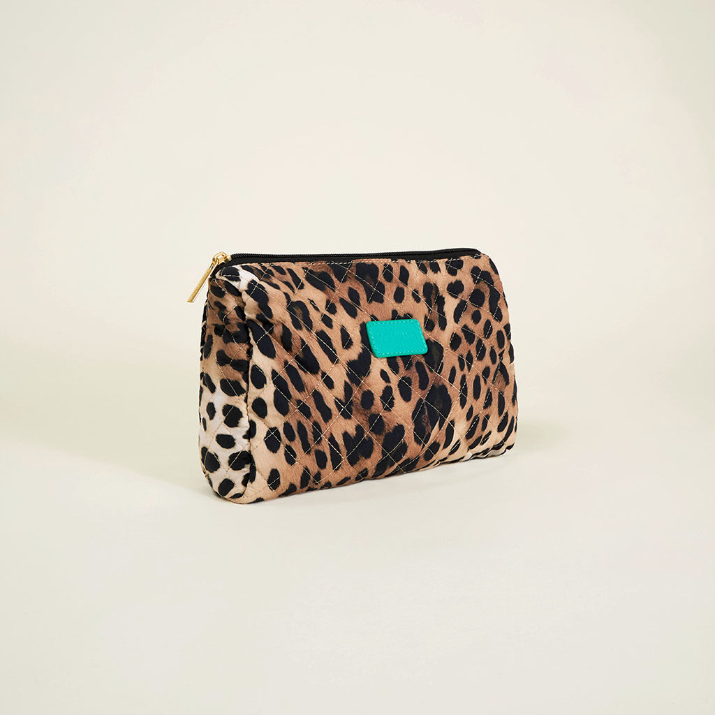 Loretta Leopard Quilted Toiletry Bag