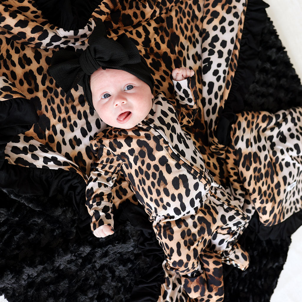 Loretta Leopard Minky Ruffled Luxe Patoo® Blanket