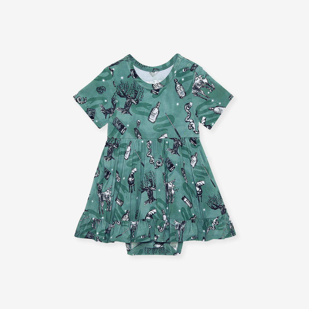 Slytherin House Ruffled Twirl Bodysuit Dress