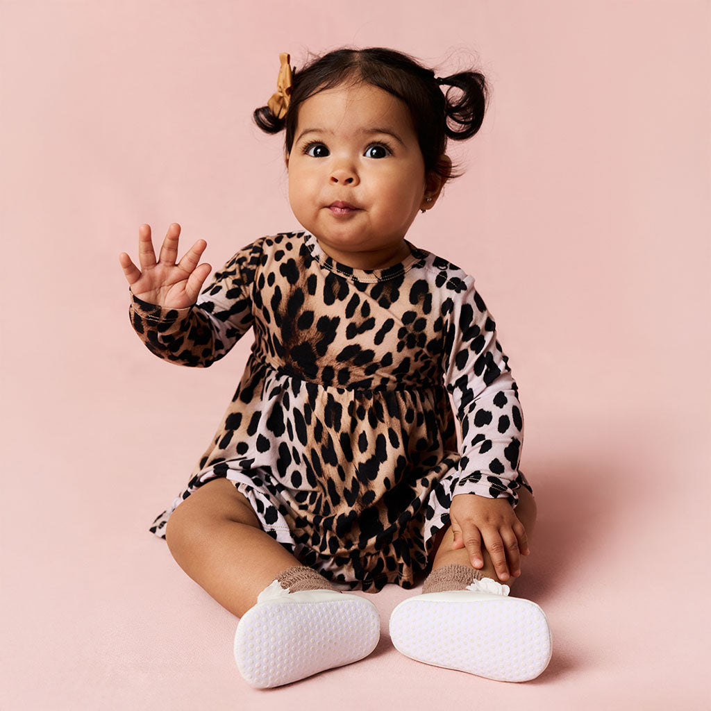 Loretta Leopard Ruffled Bodysuit Dress