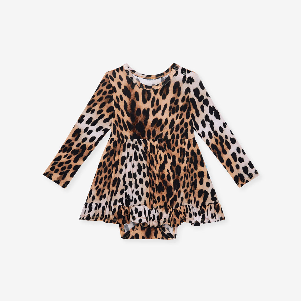 Loretta Leopard Ruffled Bodysuit Dress