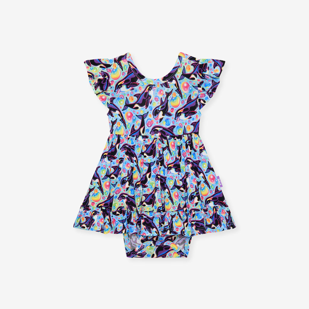 Lisa Frank® Max Splash Tie Back Ruffled Bodysuit Dress