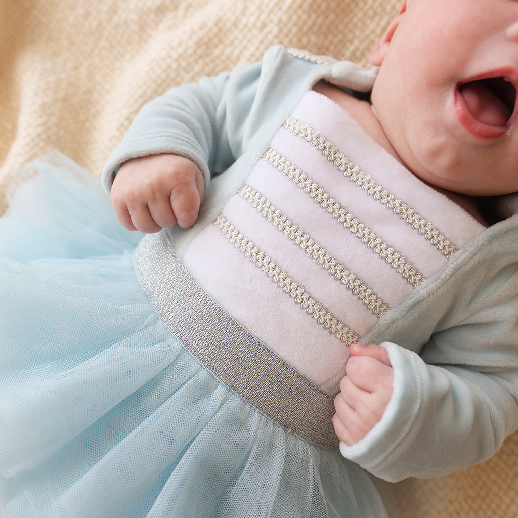 Posh Icy Blue Nutcracker Velour Tulle Bodysuit Dress