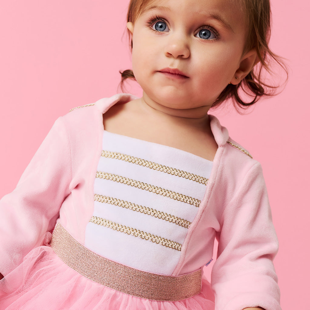 Posh Pink Nutcracker Velour Tulle Bodysuit Dress