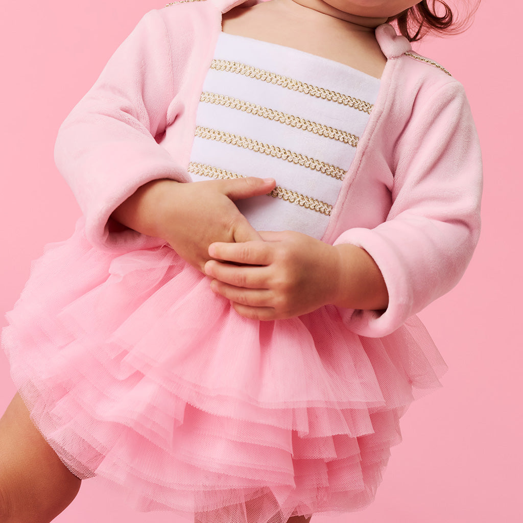 Posh Pink Nutcracker Velour Tulle Bodysuit Dress