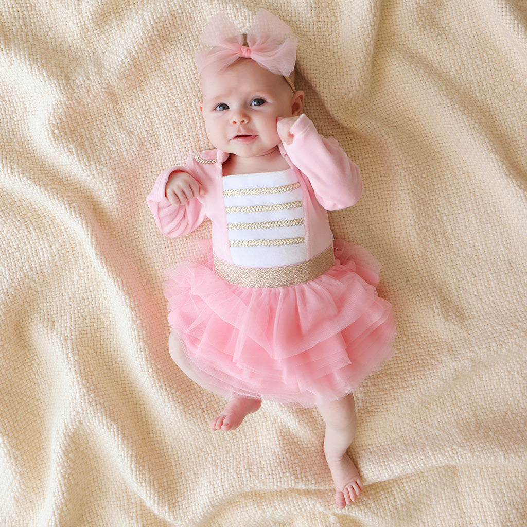 Posh Pink Nutcracker Velour Tulle Bodysuit Dress