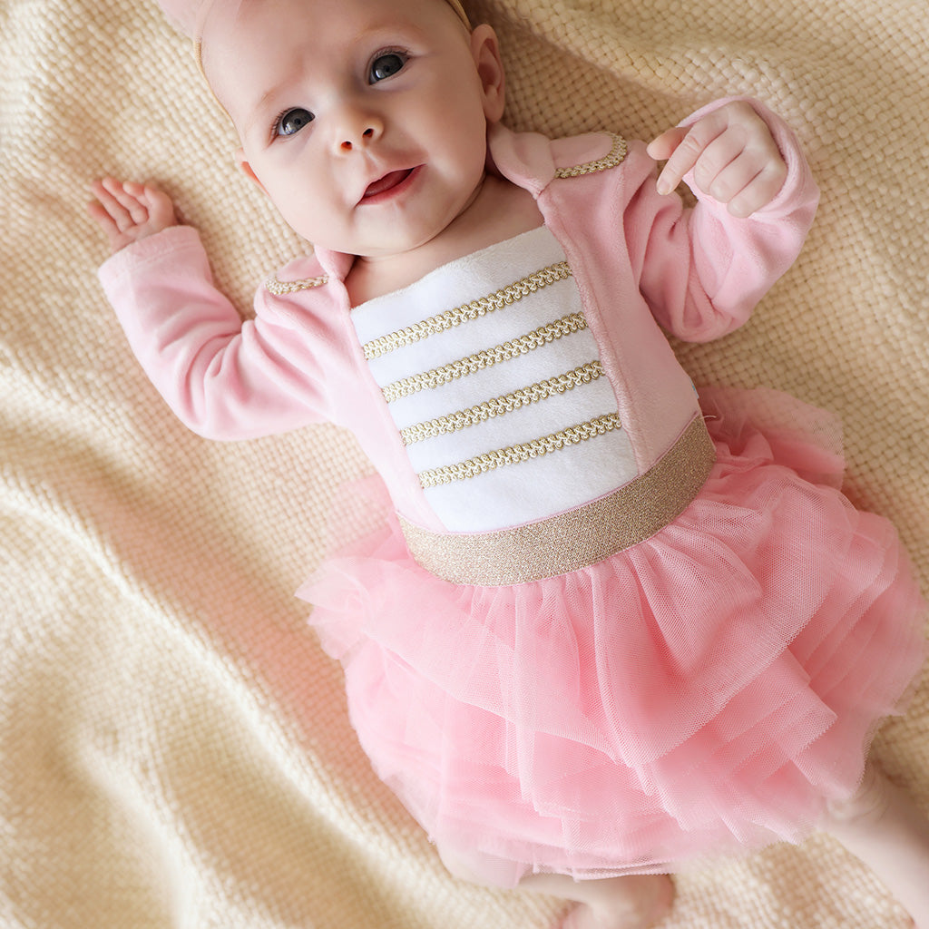 Posh Pink Nutcracker Velour Tulle Bodysuit Dress