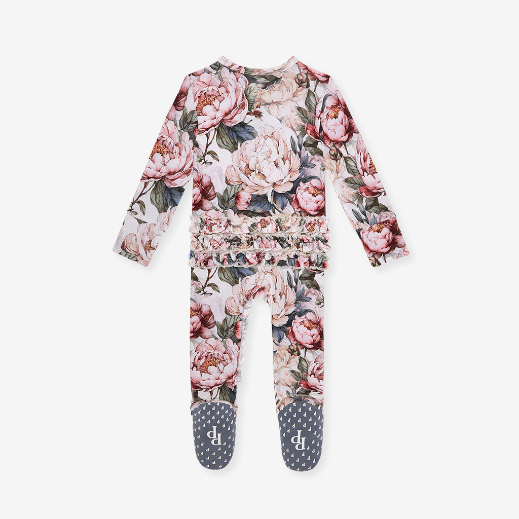 Aster Footie Ruffled Zippered One Piece