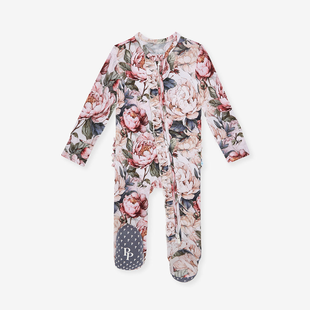 Aster Footie Ruffled Zippered One Piece