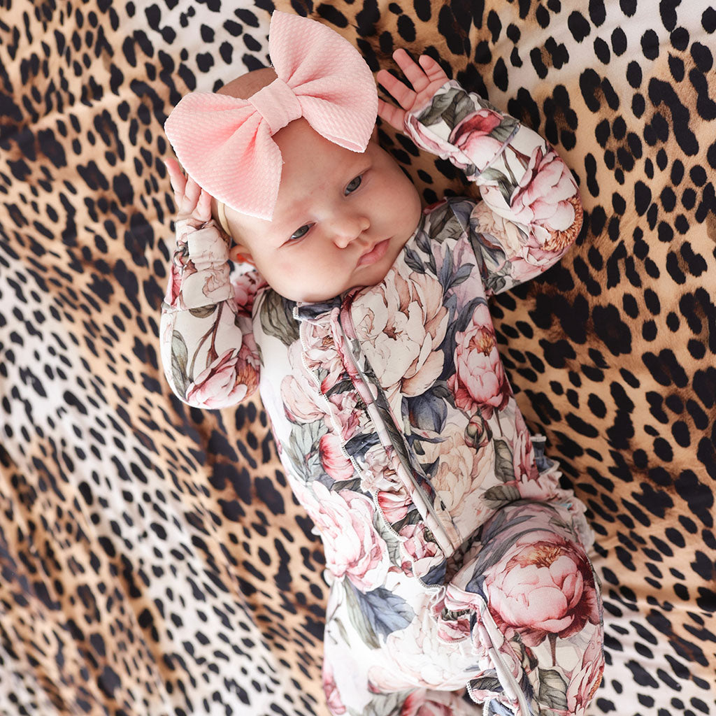 Aster Footie Ruffled Zippered One Piece