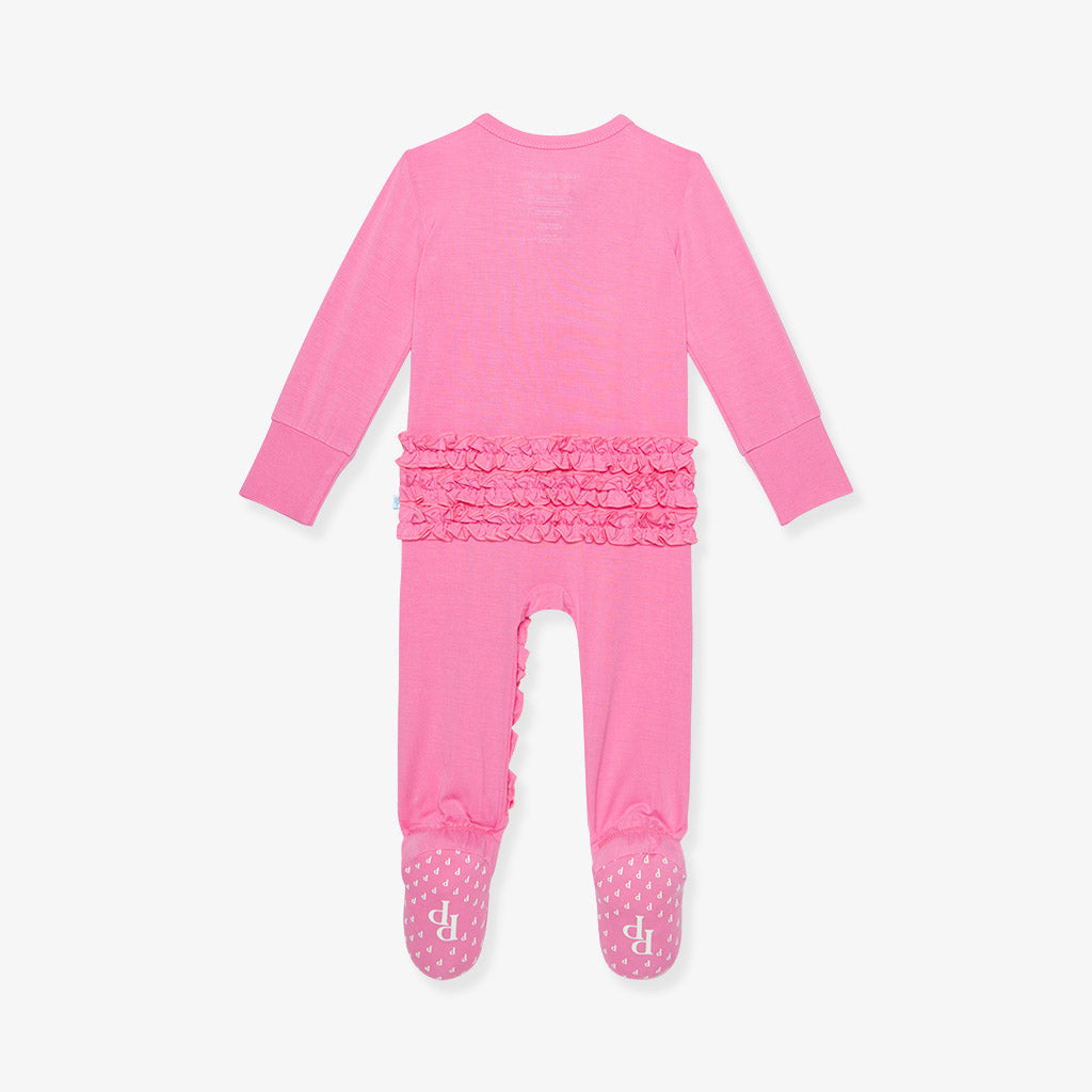 Cruisin' Pink Footie Ruffled Zippered One Piece