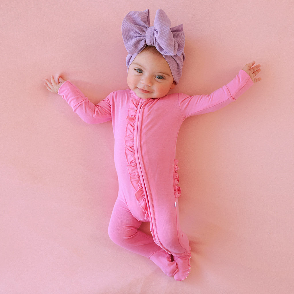 Cruisin' Pink Footie Ruffled Zippered One Piece