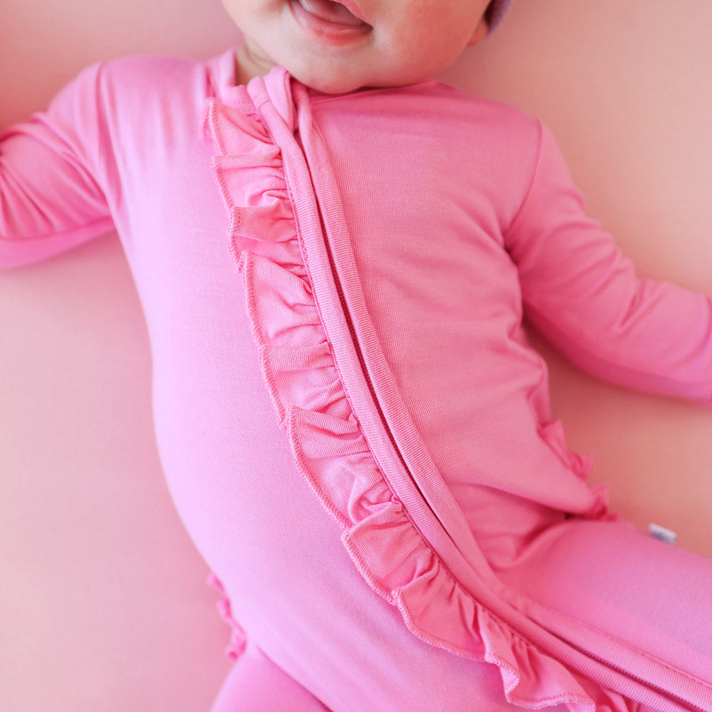 Cruisin' Pink Footie Ruffled Zippered One Piece