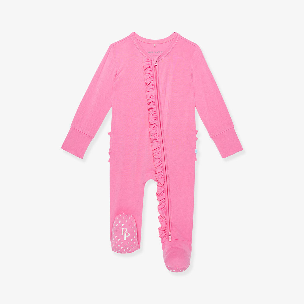 Cruisin' Pink Footie Ruffled Zippered One Piece