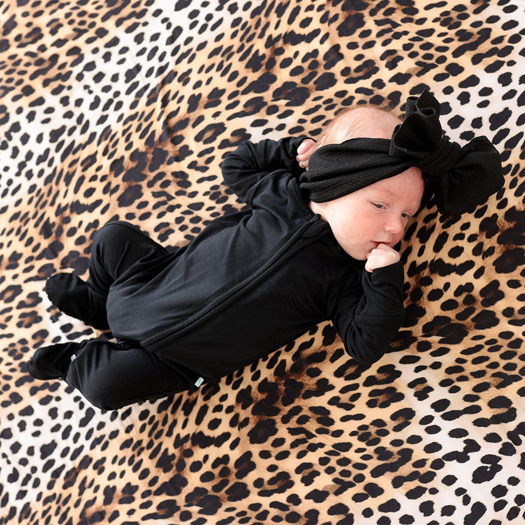 Black Footie Zippered One Piece