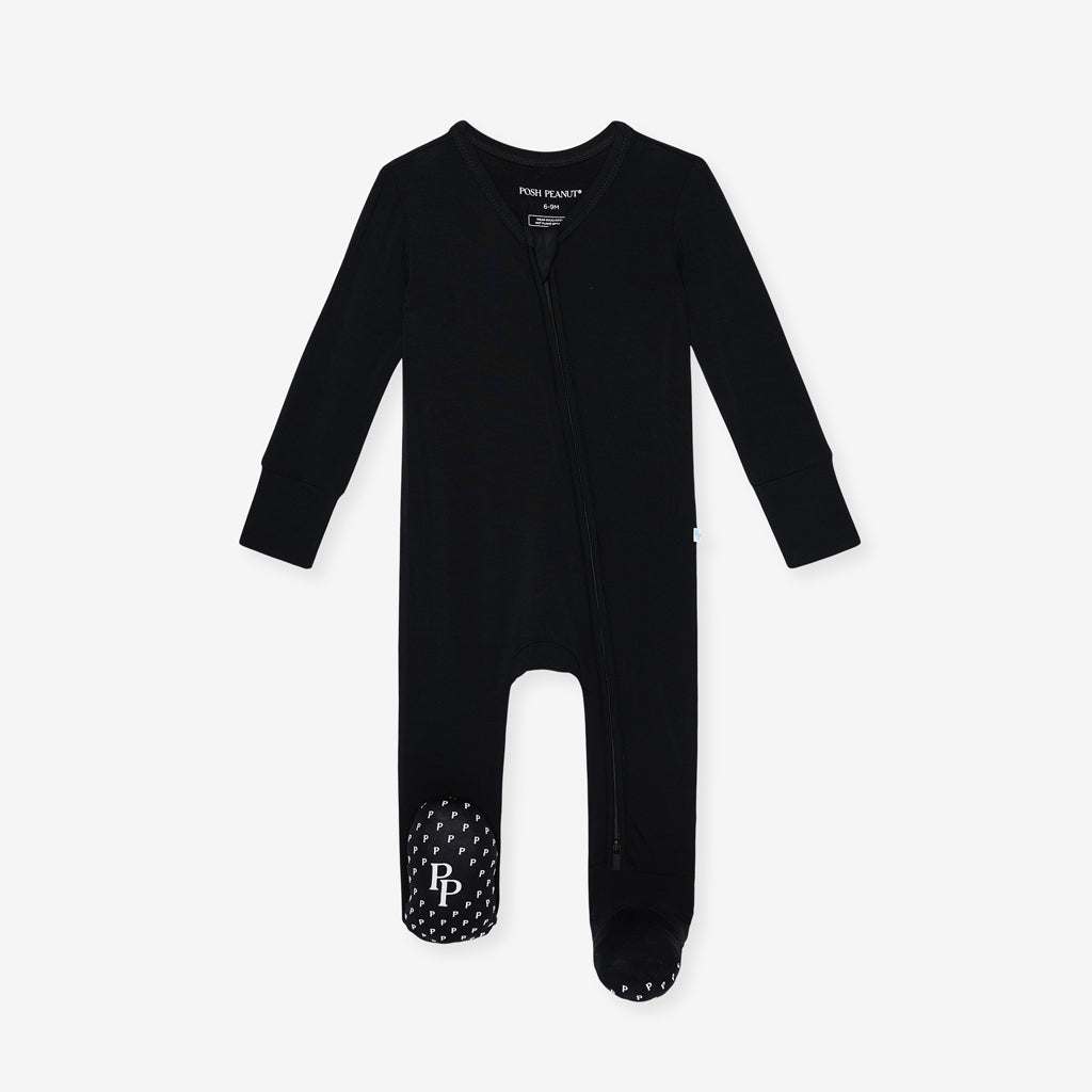 Black Footie Zippered One Piece