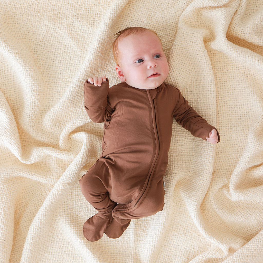 Hazelnut Footie Zippered One Piece