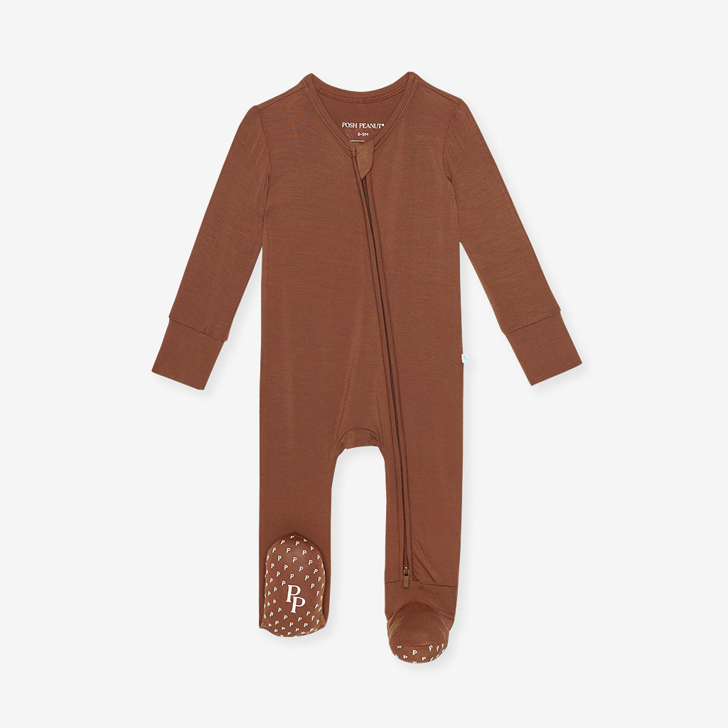 Hazelnut Footie Zippered One Piece