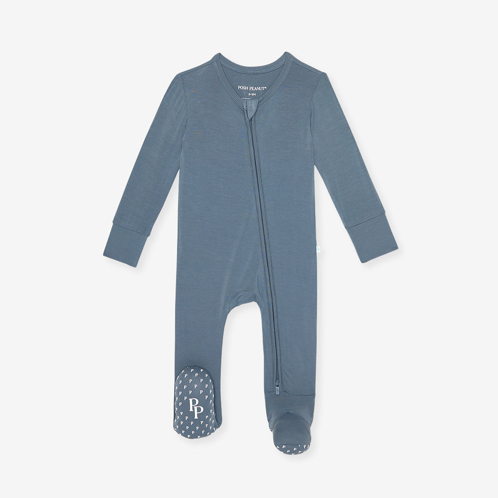 Slate Footie Zippered One Piece