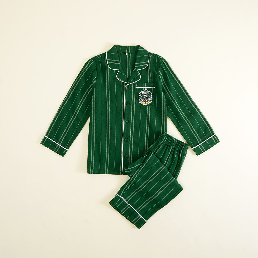 Slytherin Classic Stripe Flannelette Luxe Pajama Set