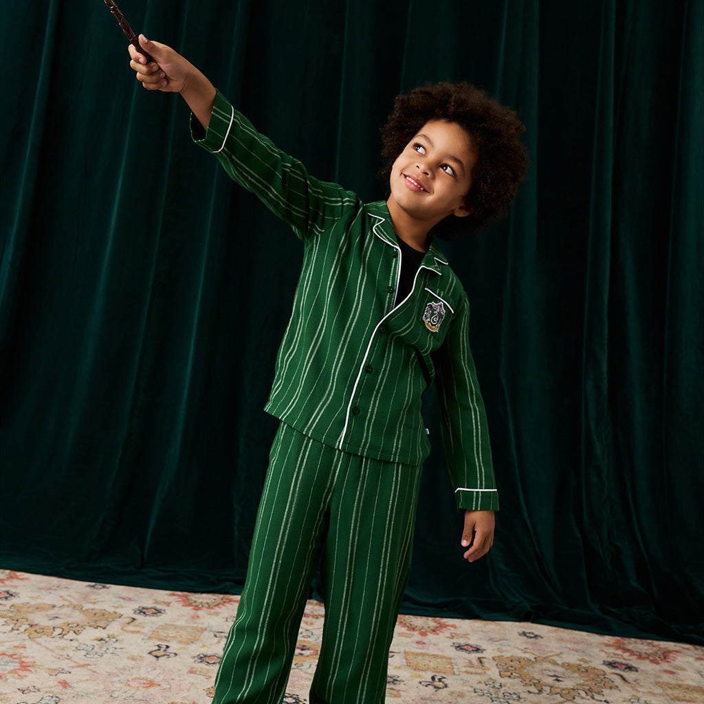 Slytherin Classic Stripe Flannelette Luxe Pajama Set