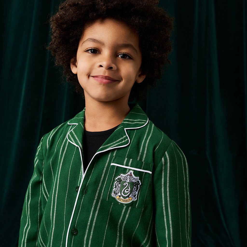Slytherin Classic Stripe Flannelette Luxe Pajama Set