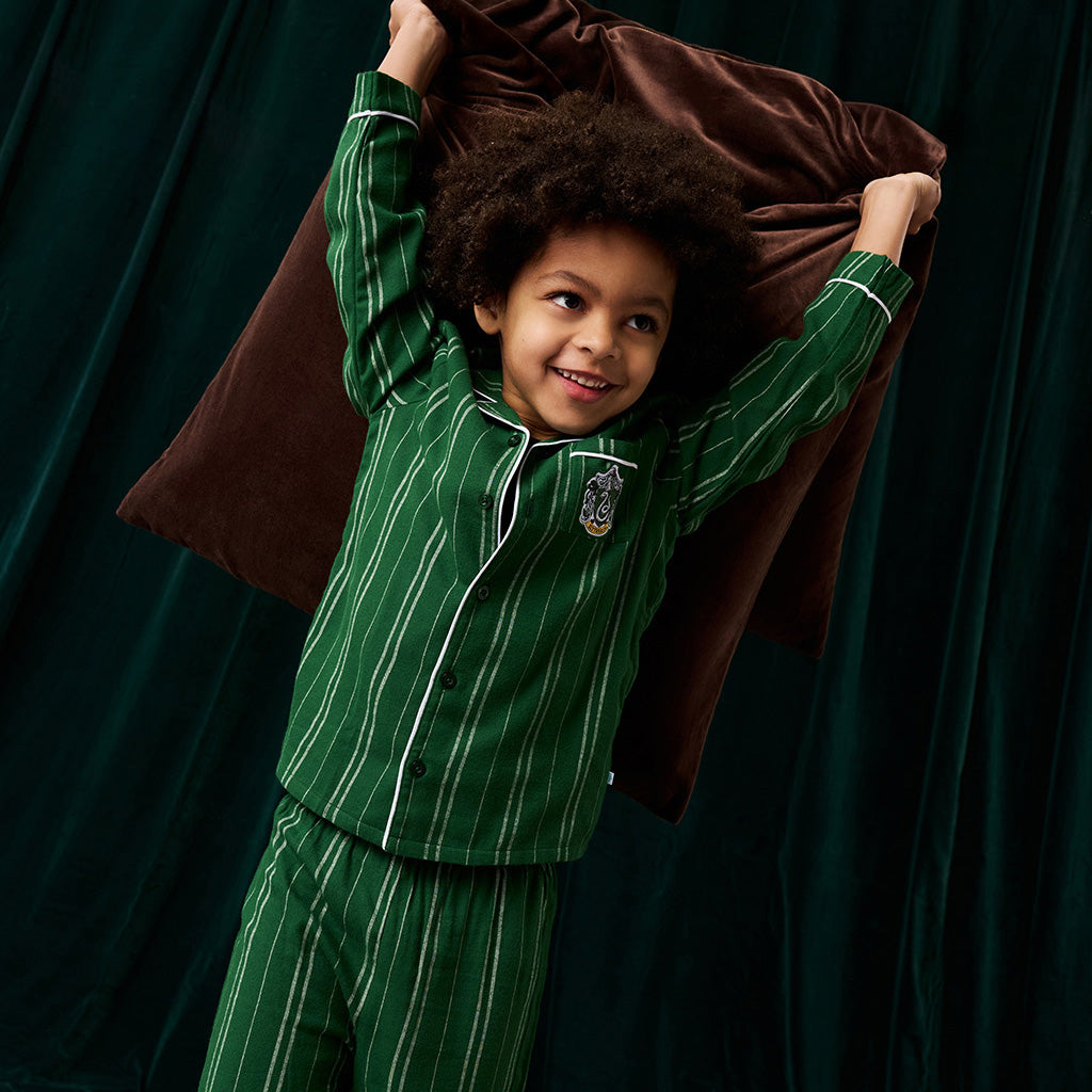 Slytherin Classic Stripe Flannelette Luxe Pajama Set