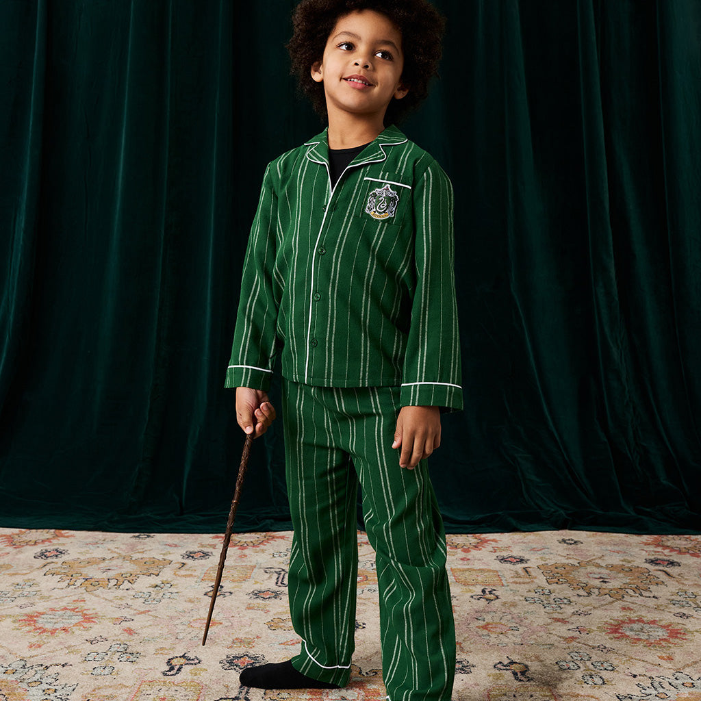 Slytherin Classic Stripe Flannelette Luxe Pajama Set