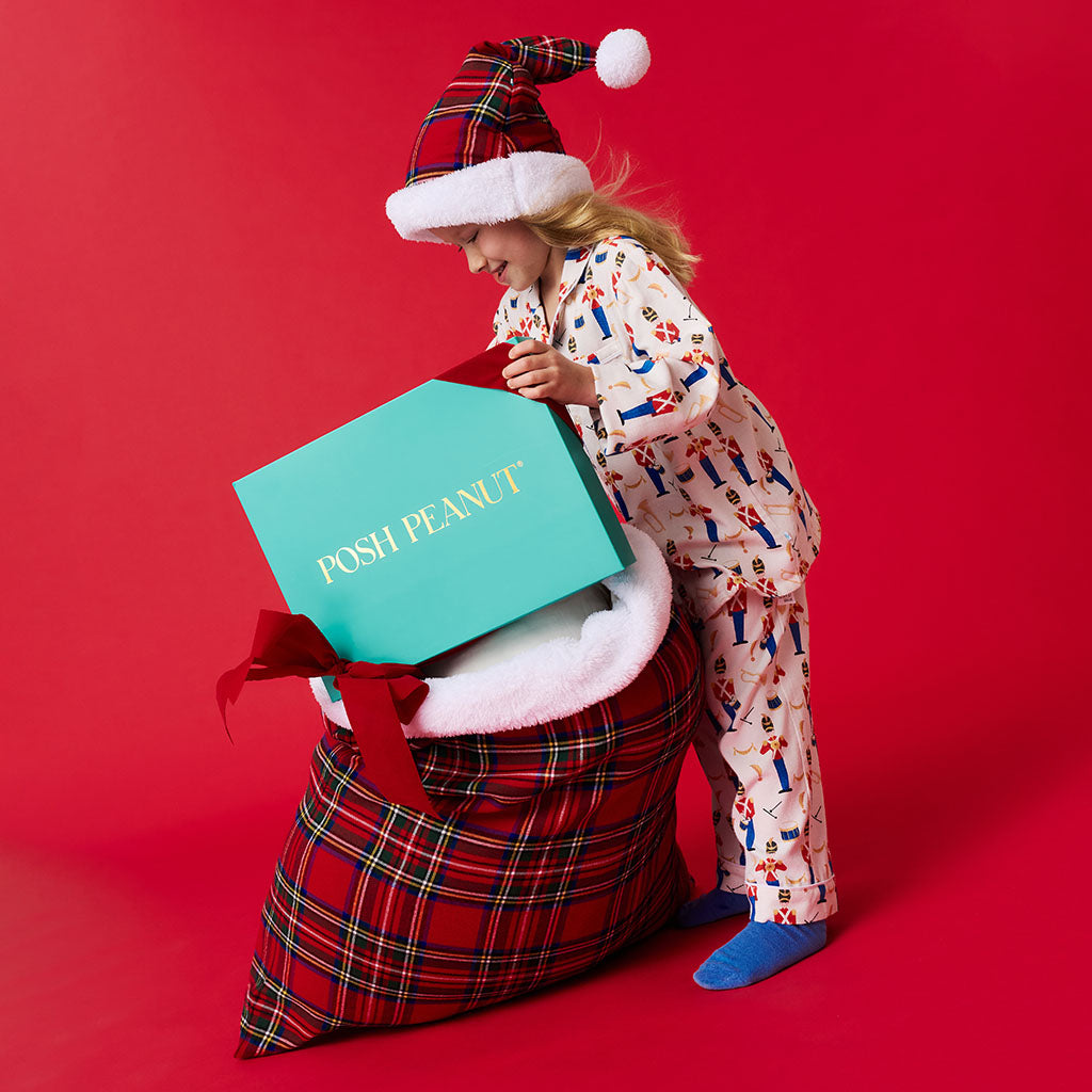Red Tartan Plaid Flannelette Holiday Gift Sack