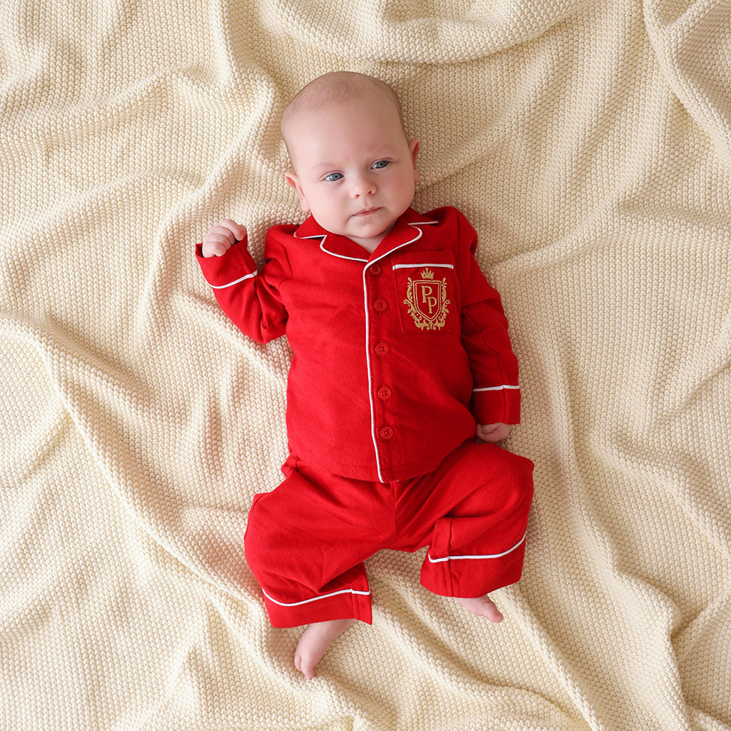 Garnet Red Flannelette Luxe Pajama Set