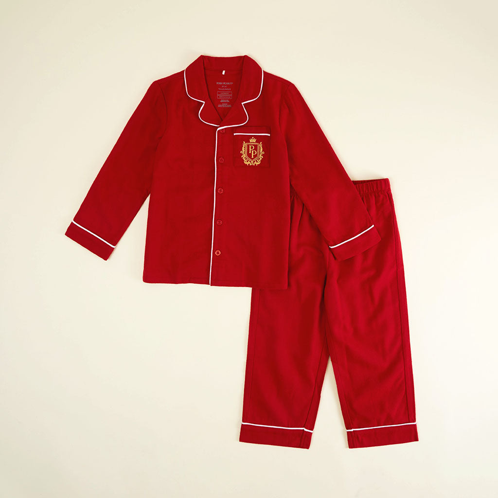 Garnet Red Flannelette Luxe Pajama Set