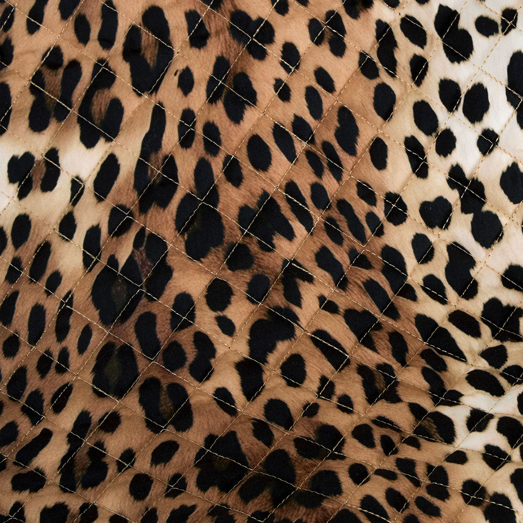 Loretta Leopard Quilted Cosmetic Bag