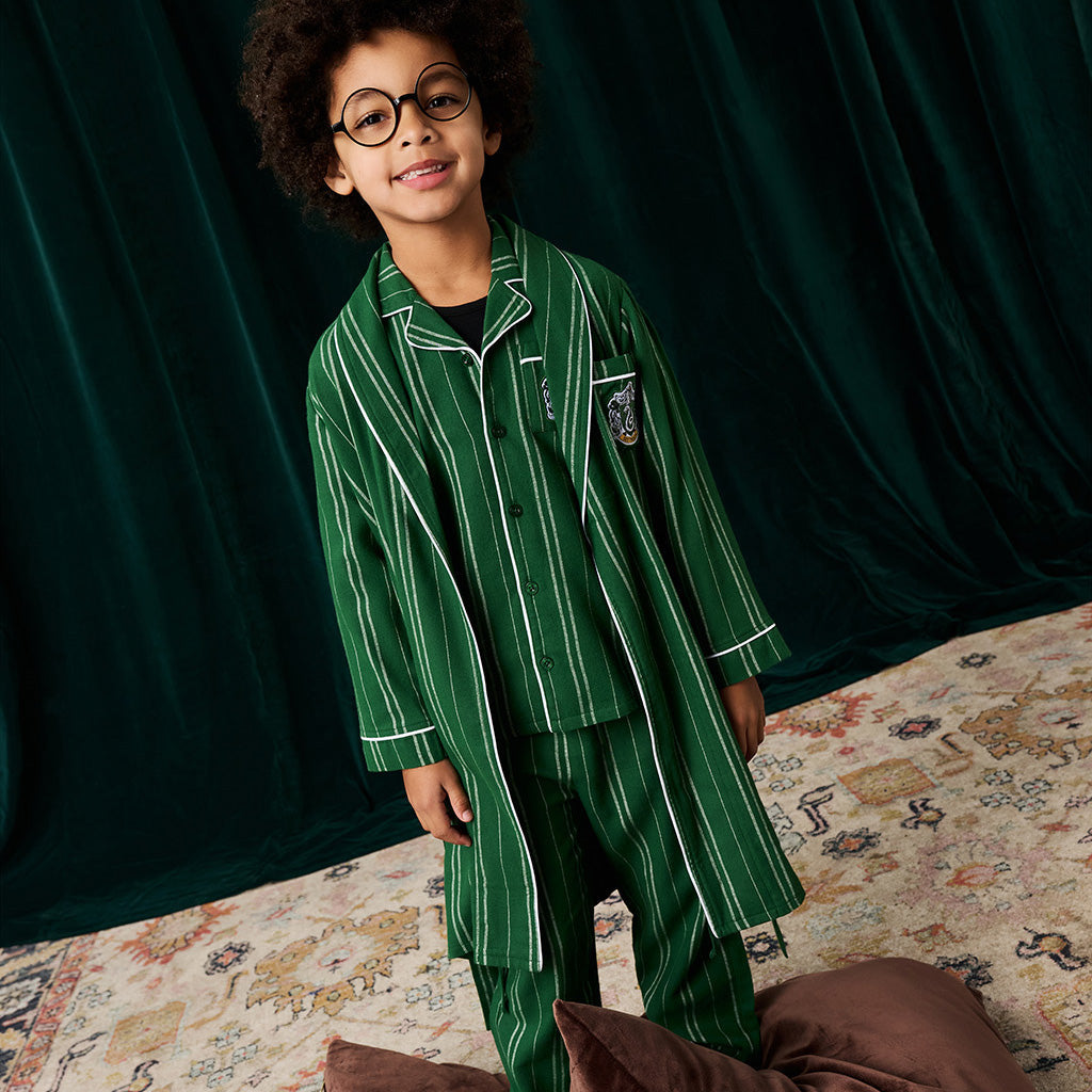 Slytherin Classic Stripe Kids' Flannelette Luxe Robe