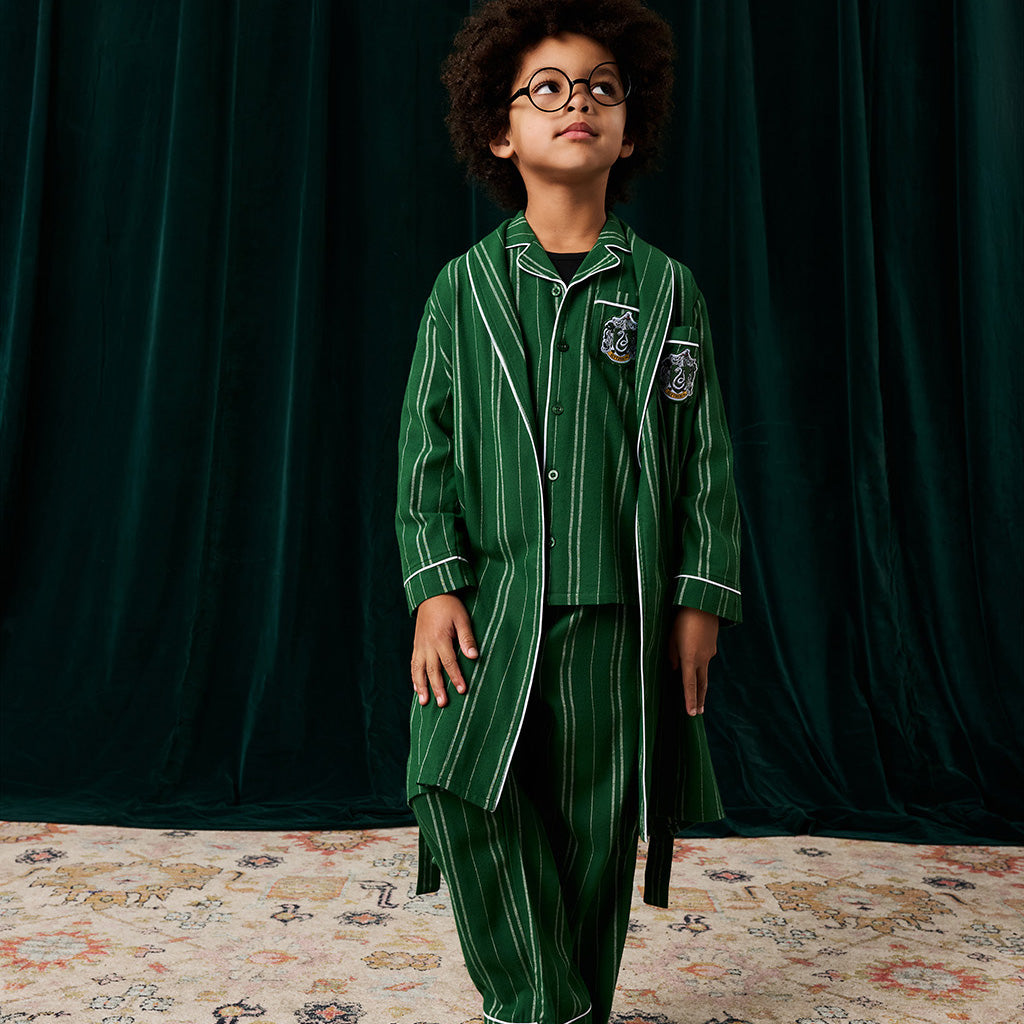 Slytherin Classic Stripe Kids' Flannelette Luxe Robe