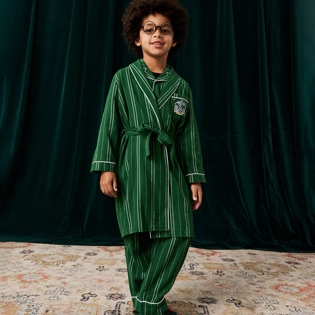 Slytherin Classic Stripe Kids' Flannelette Luxe Robe