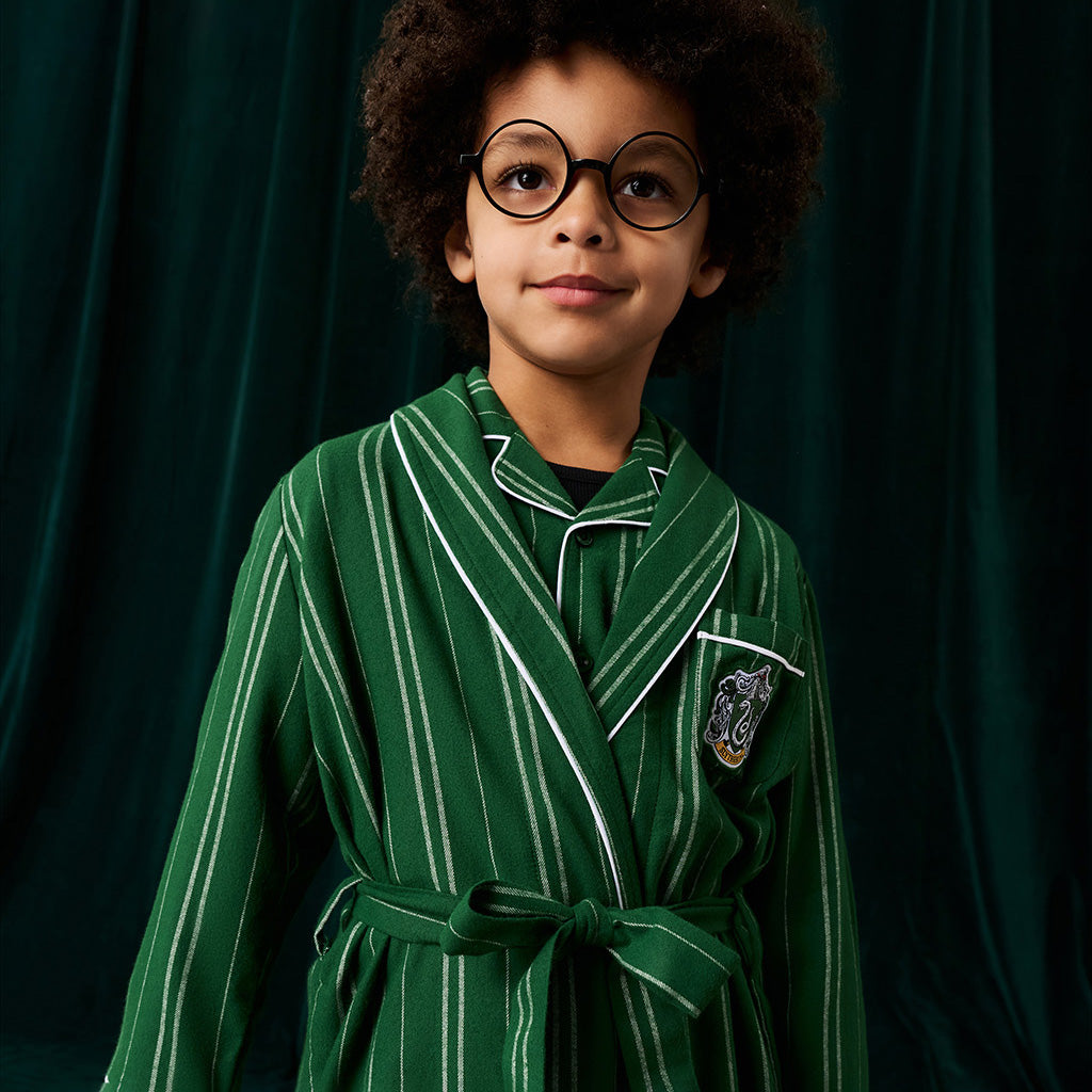 Slytherin Classic Stripe Kids' Flannelette Luxe Robe