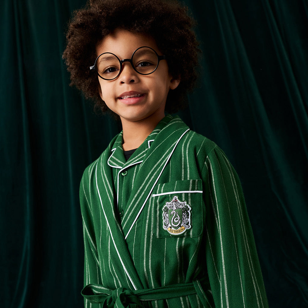 Slytherin Classic Stripe Kids' Flannelette Luxe Robe