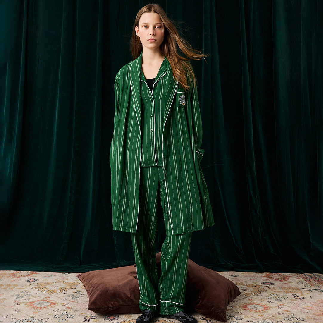 Slytherin Classic Stripe Women's Flannelette Luxe Robe