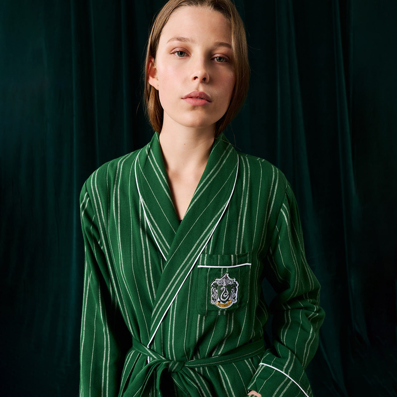 Slytherin Classic Stripe Women's Flannelette Luxe Robe