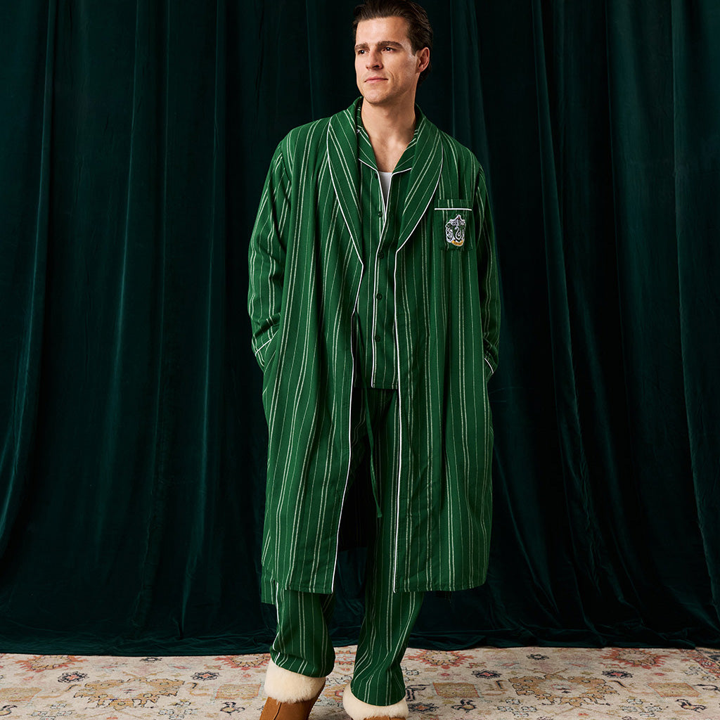 Slytherin Classic Stripe Men's Flannelette Luxe Robe