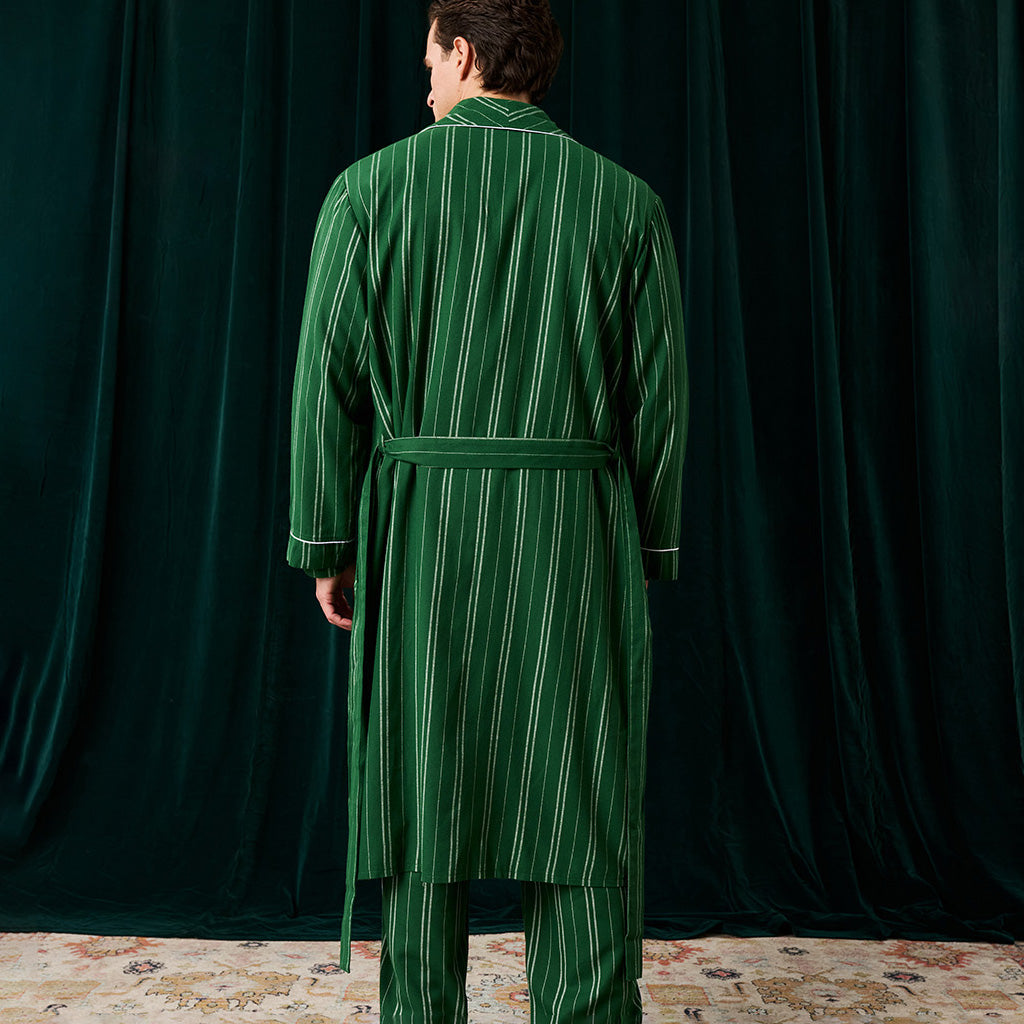 Slytherin Classic Stripe Men's Flannelette Luxe Robe
