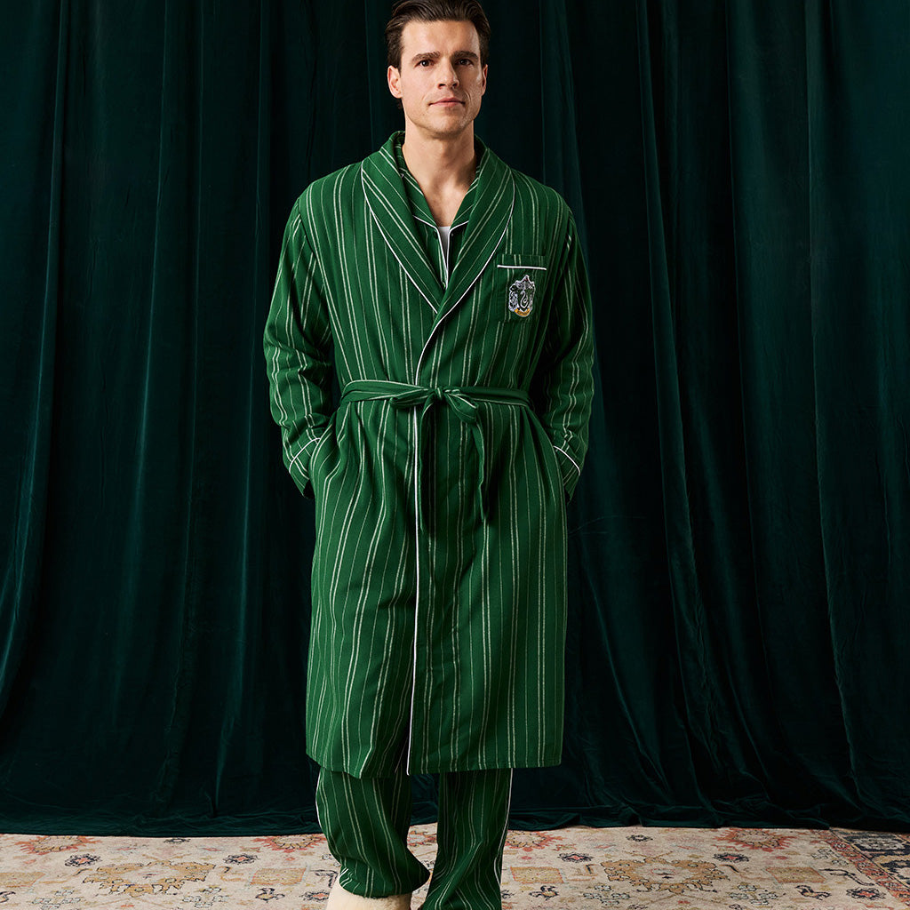 Slytherin Classic Stripe Men's Flannelette Luxe Robe