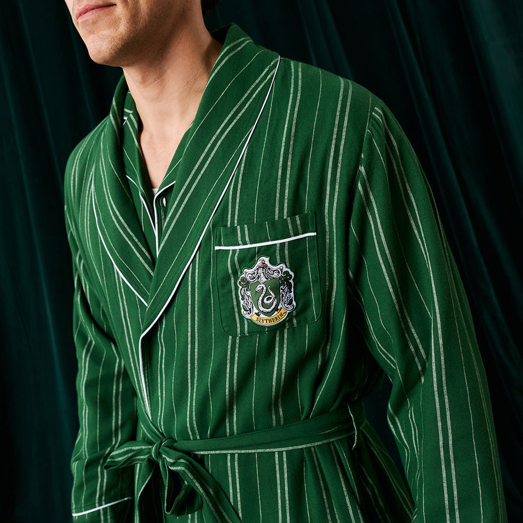 Slytherin Classic Stripe Men's Flannelette Luxe Robe