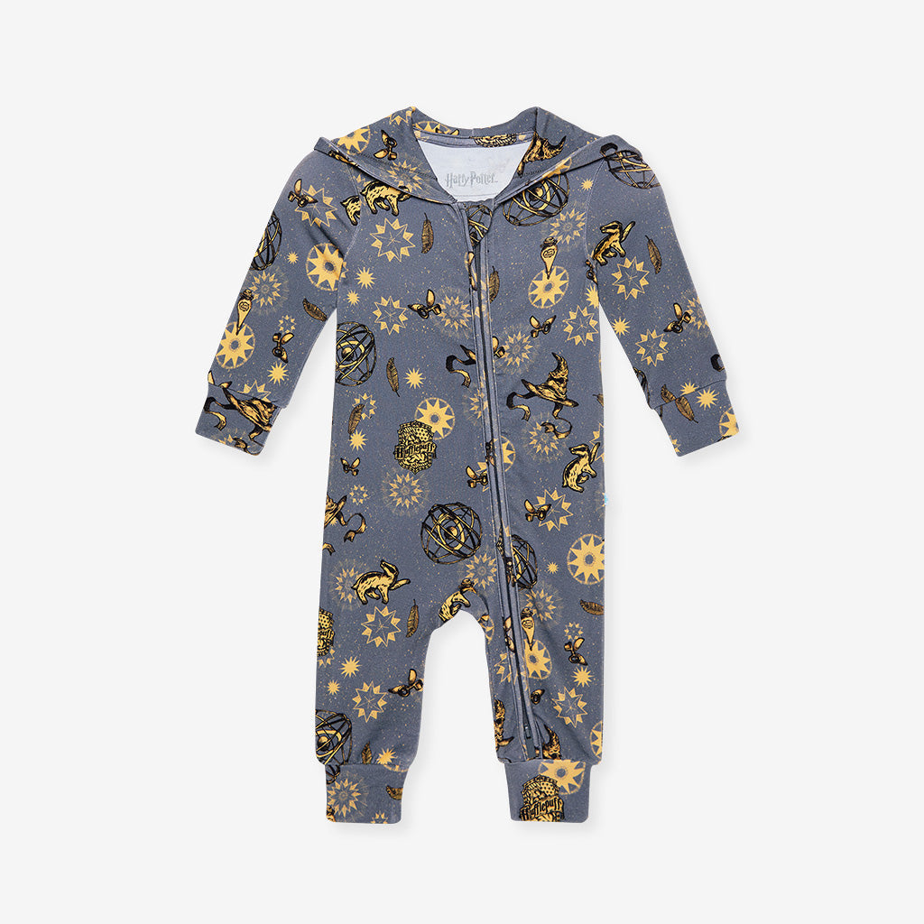 Hufflepuff House French Terry Zippered Hooded Romper
