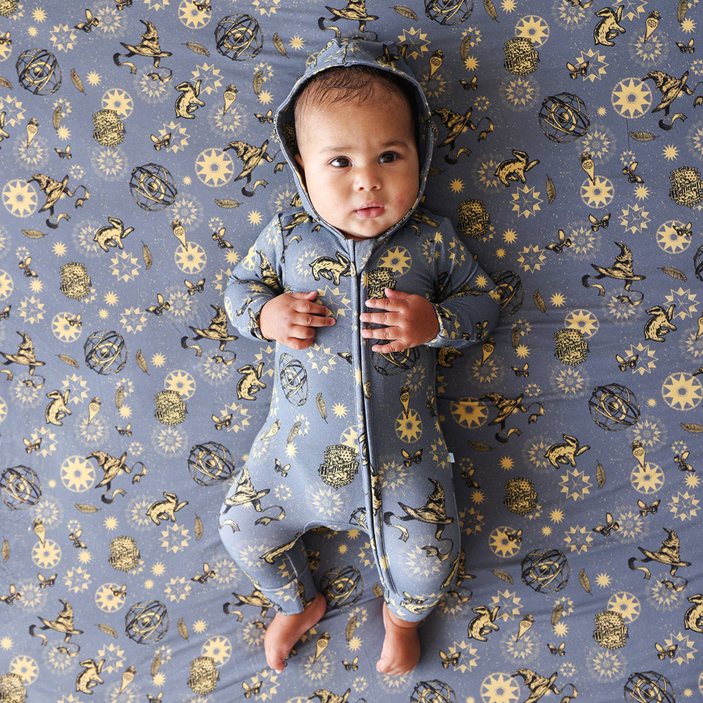 Hufflepuff House French Terry Zippered Hooded Romper