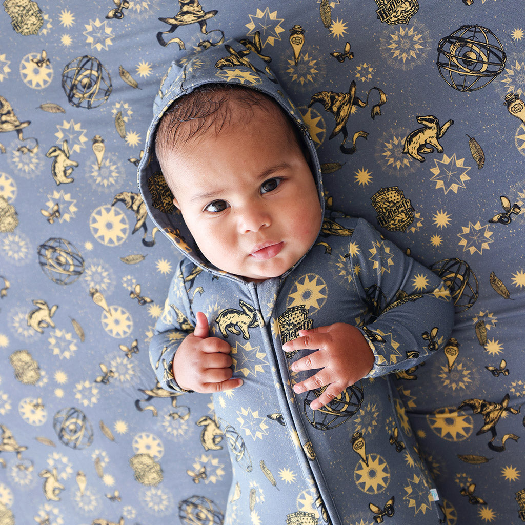 Hufflepuff House French Terry Zippered Hooded Romper