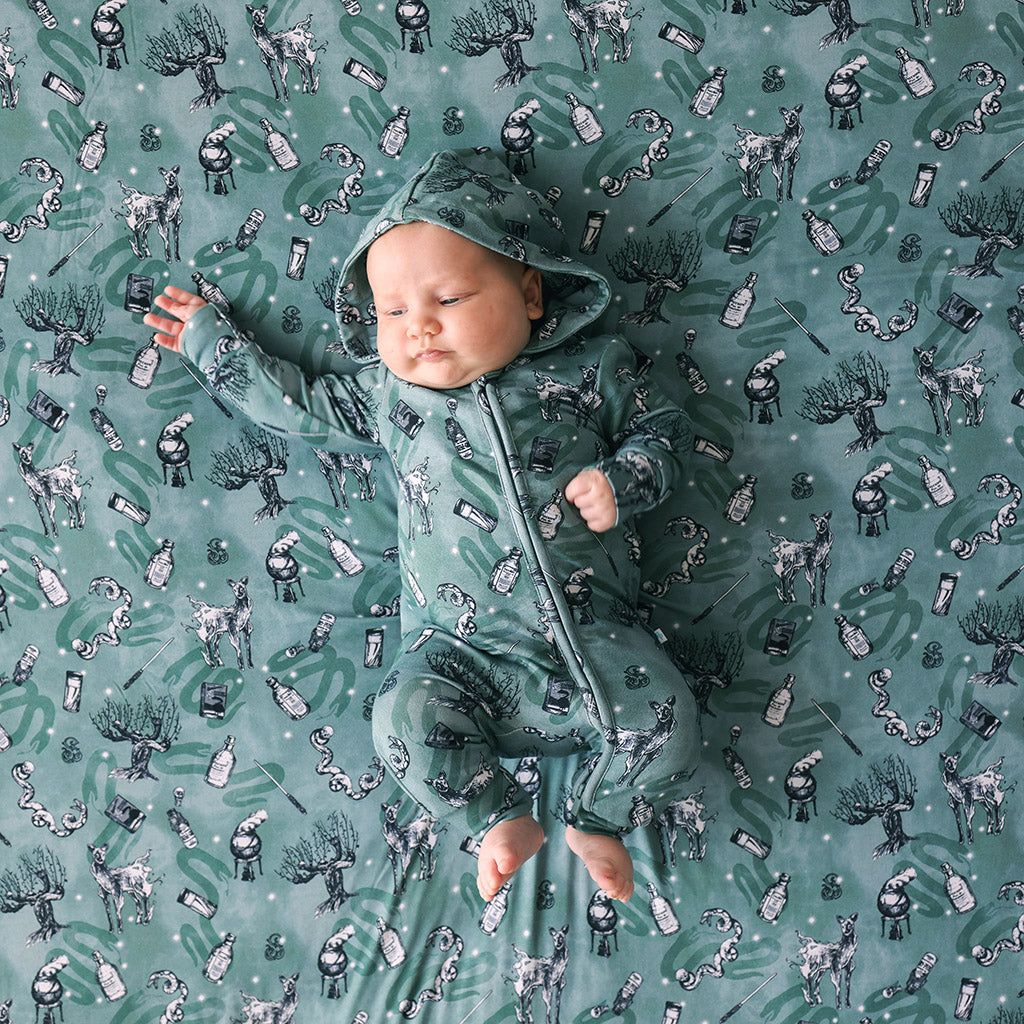 Slytherin House French Terry Zippered Hooded Romper