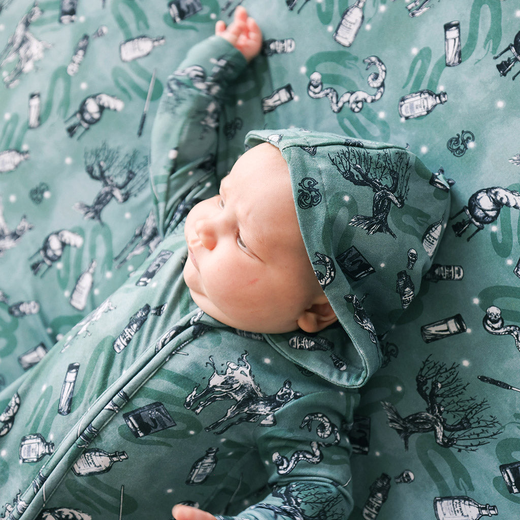 Slytherin House French Terry Zippered Hooded Romper